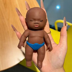 Squishy Black Doll Stress Relief Toy Natasha Palm-Sized Rubber Stress-Relief Gadget Quirky Gift Prank Toy