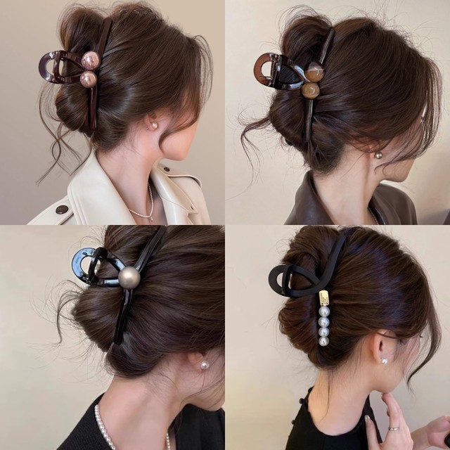 
2025 high-end pearl shark clip 15cm huge size hair clip for women with large hair volume on the back of the head