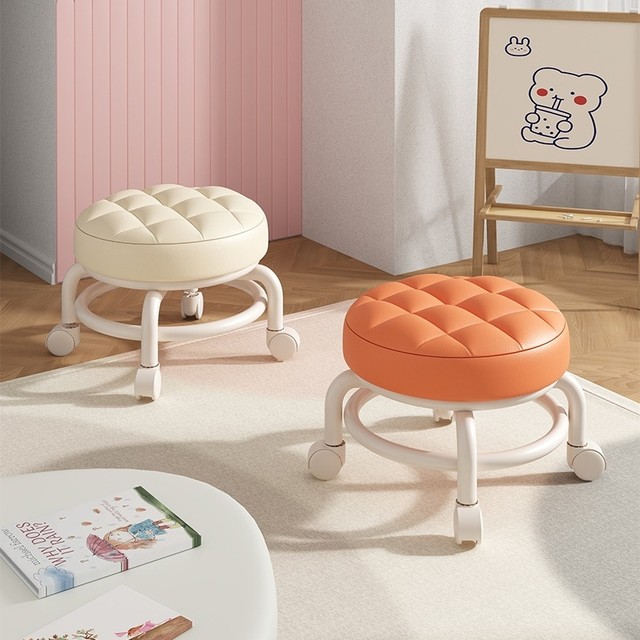 Universal wheel small stool home low stool waist protection thickened silent soft bag backrest small chair pulley mobile sedentary