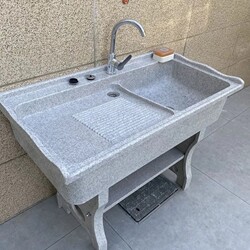 Quartz Stone Washboard Laundry Sink Outdoor Laundry Basin Balcony Marble Laundry Basin Outdoor Courtyard Laundry Station
