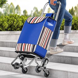 Portable Shopping Stair-Climbing Cart, Small Pull Cart for Home Use, Foldable Lightweight Hand-Pulled Trolley, Elderly Push Cart