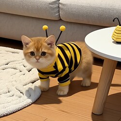 Cat Clothes Autumn and Winter Style Bee Outfit Silver Gradient Ragdoll Small Dog Pet Warm Dog Sweatshirt Cute Four-Legged