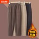 Mom's pants, spring, autumn and winter outer wear, high-waisted straight trousers, thickened velvet, middle-aged and elderly women's black casual pants