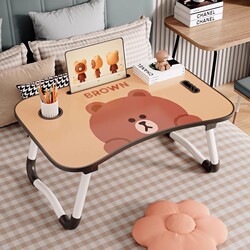 Small Bed Table, Foldable Cartoon Laptop Stand for Dormitory Students to Study and Write, Home Use Children's Lazy Lap Desk, Bedroom Bay Window Balcony Office Desk