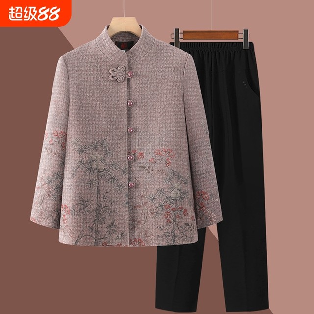 Mom's spring clothes new Tang suit grandma Chinese coat middle-aged and elderly spring and autumn tops female old lady loose clothes