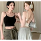 Summer beautiful back white suspender with chest pad vest for women 2025 new hot girl backless outside wearing short base top