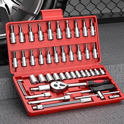 Auto Repair Tool Set, Car Repair Socket Wrench, Ratchet Wrench, Tool Box, Complete Tool Set for Motorcycles and Electric Vehicles