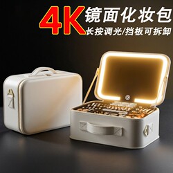 High-End Cosmetic Bag for Women with Led Light and Mirror, Portable Large-Capacity Detachable Storage Box with Compartments