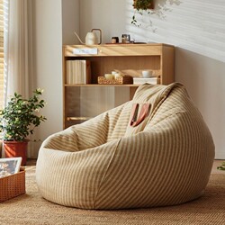 Lazy Bean Bag Sofa for Bedroom Balcony, Japanese-Style Single Sofa, Tatami, Light Luxury Reading Chair, Comfortable for Long Sitting, Cream Color