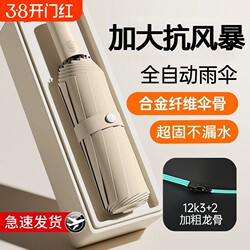 Fully Automatic Large Folding Umbrella for Both Sunny and Rainy Weather, Student Sun Protection, Uv Protection, Reinforced One-Touch Fiber Umbrella