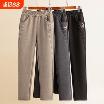 Mom's spring and autumn warm plus velvet trousers middle-aged and elderly women's pants