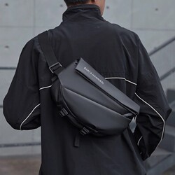 Men's Single-Shoulder Crossbody Bag, Large Capacity Trendy Motorcycle Chest Bag, Single-Shoulder Bag with Magnetic Buckle, Men's Cycling Crossbody Bag