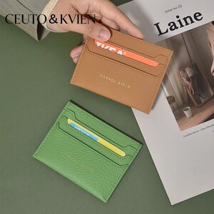 
CEUTOKVIEN thin and light 7 card slot small card holder ID storage mini portable small wallet genuine leather card holder