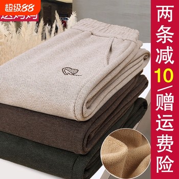 Autumn and winter thickened and loose woolen plus velvet casual pants