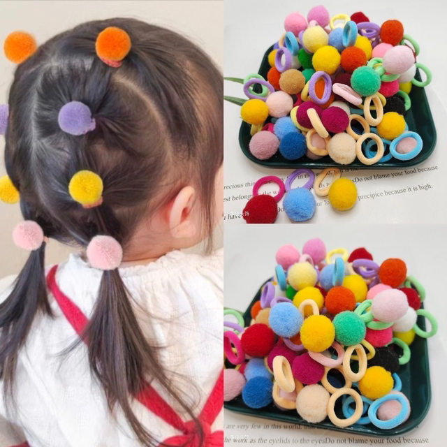 Girls colorful hair ball hair rope baby rubber band kindergarten girls cute hair tie hair does not hurt the hair