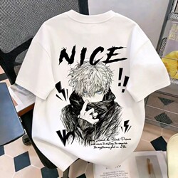 Anime Gojo Satoru Boys' Short-Sleeve T-Shirt 2026 New Pure Cotton Summer Thin Loose Trendy Brand Two-Dimensional Top