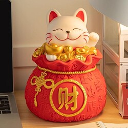Lucky Cat Anti-Fall Piggy Bank for Adults, Large Capacity Savings Bank for Storing and Withdrawing Money, Practical Ornament for Coins and Banknotes
