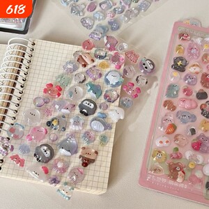 
Stickers for children and girls, cute cartoon animal stickers, beautiful 3D relief bubble stickers, Japanese reward stickers, hollow stickers