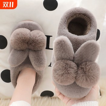Cotton slippers for women winter 2024 new indoor home couple home warm confinement non-slip wool slippers winter