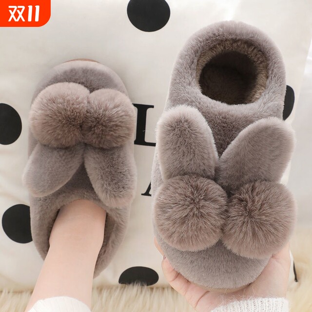 Cotton slippers for women winter 2024 new indoor home couple home warm confinement non-slip wool slippers winter