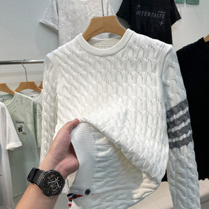 
Men's sweaters in autumn and winter, thickened high-end knitted sweaters, layered under winter clothes, twist sweaters, bottoming shirts