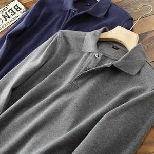 
The same Japanese single high weight thickened pure cotton long-sleeved POLO shirt foreign trade men's clothing tail goods spring and autumn lapel T-shirt
