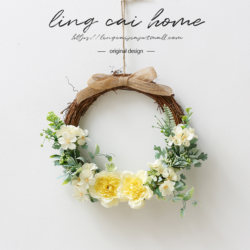 Rattan Wreath Rattan Door Decoration Ornaments Kindergarten Outdoor Door Hanging Decoration Villa Courtyard Garden Wedding Decoration