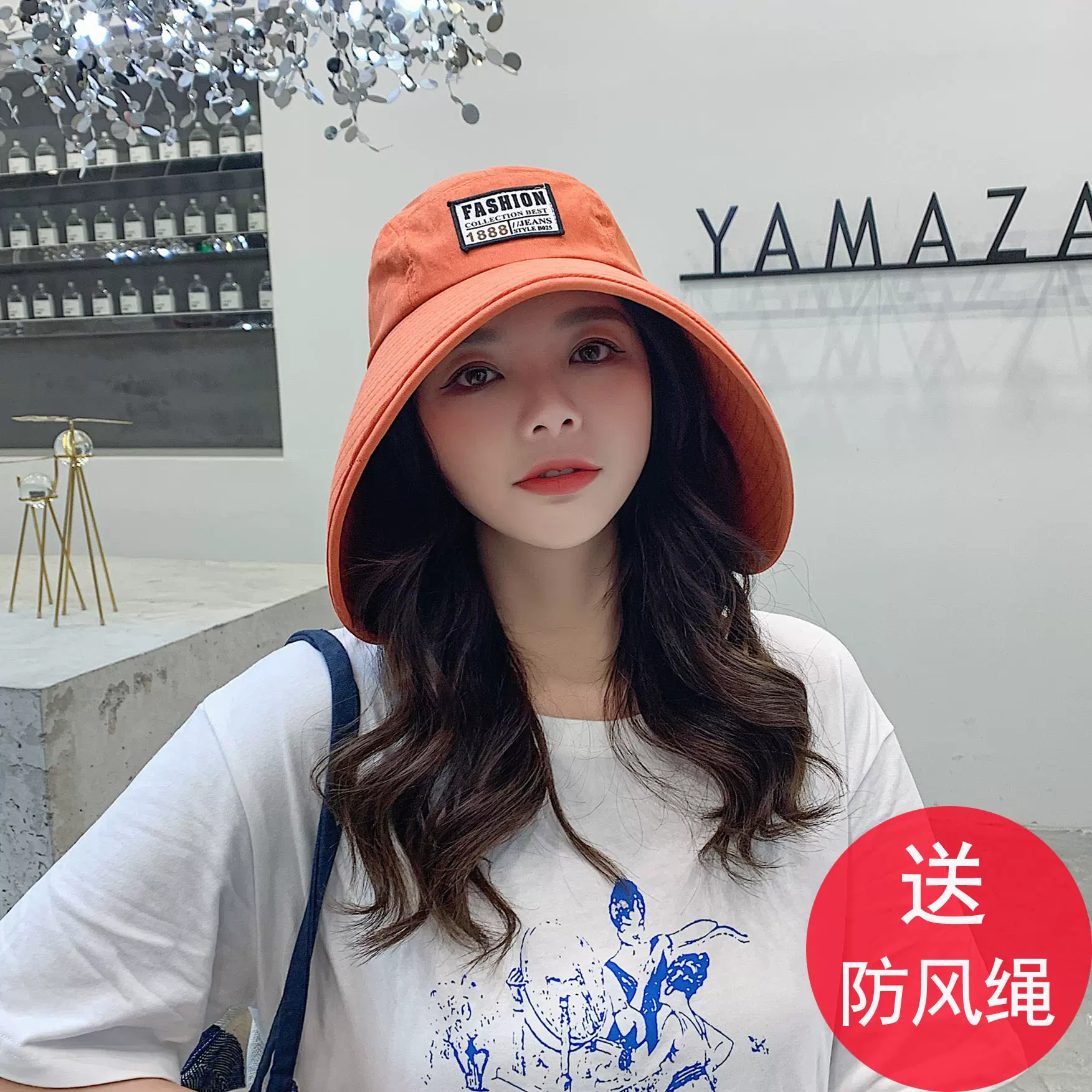 渔夫帽空顶帽遮阳帽子女网红ins潮日系韩版大檐防晒太阳帽户外