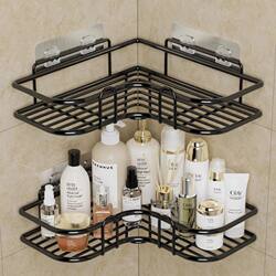 No-Drill Bathroom Corner Shelf Wall-Mounted Washbasin Storage Rack Storage Basket Toilet Corner Rack