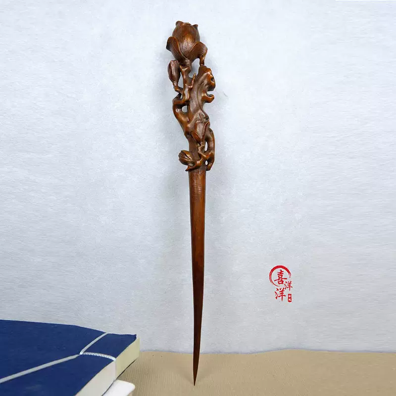 ∇花∇唐物 黄楊木（柘植・天然木）木手彫小台/花台