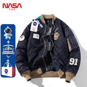 NASA joint trendy brand autumn and winter pilot jacket for male and female couples MA-1 baseball cotton jacket thick coat cotton jacket