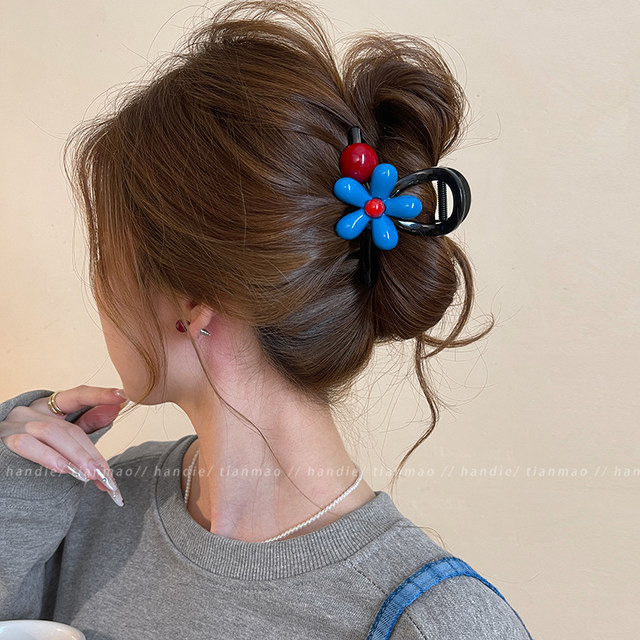 Flower bead hair clip women's high-end 2025 new temperament shark clip hair clip back of the head hair headdress