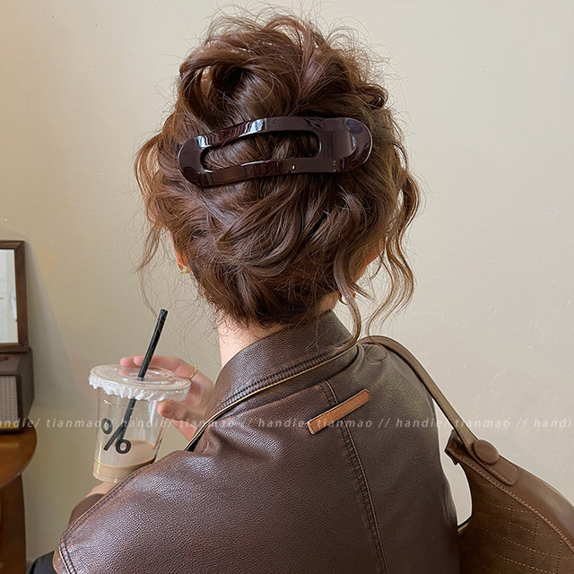 Simple temperament one-word hair clip for women 2025 new high-end duckbill clip large back head hair accessories autumn and winter