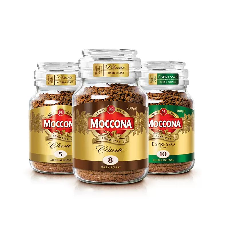 Moccona 摩可纳 冻干黑咖啡 200g 双重优惠折后￥89包邮 中度烘焙、深度烘焙可选 赠收纳包