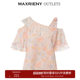 MAXRIENY Summer Print Off-Shoulder Top Strap Chiffon Shirt
