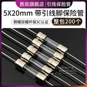 Cầu chì thủy tinh 5 * 20mm có chốt chì 6.3A/250V F6.3AL nắp đôi Cầu chì 3C thân thiện với môi trường