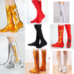 Dance Performance Shoe Covers, Tibetan Dance Boot Covers, Mongolian Square Dance Sock Covers, Reusable Black Children's Stage Wear