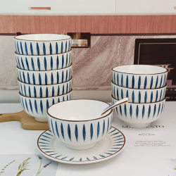 Jingdezhen Bowls for Home Use 2026 New Model Rice Bowls Set of 10 Dining Bowls Underglaze Color Tableware 5inch Ceramic Bowls 6
