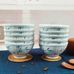Jingdezhen Ceramic Bowl for Home Use, 2026 New Model, High Aesthetic Value, Bowl for Eating, First-Grade High-Temperature Underglaze Color 5inch Bowl 6