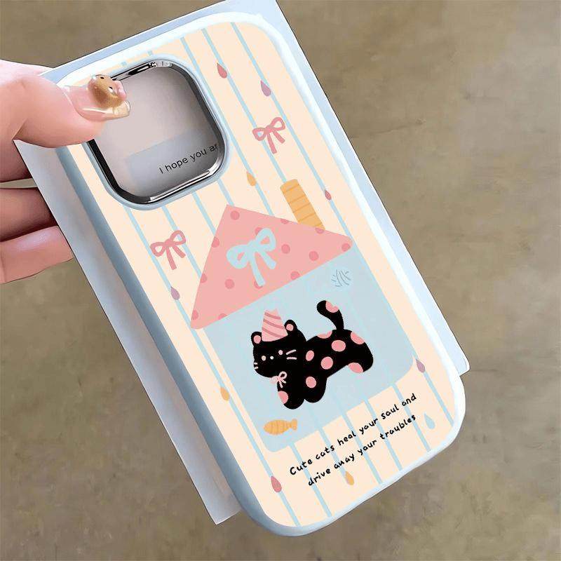 Raindrop polka dot black cat mobile phone case suitable for ...