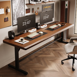 Solid Wood Gaming Desk with Mechanical Arm Attachment, Two-Person Computer Desk, Desktop Bedroom Home Office Desk, Workbench