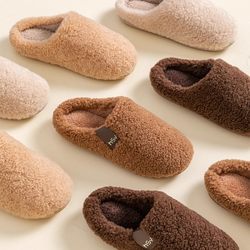 Couple's Cotton Slippers for Women, Winter Retro Indoor Non-Slip Warm Furry Slippers for Men, 2025 New Model
