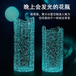 Ins-Style Internet Celebrity Luminous Fluorescent Glacier Vase Glass Transparent Flower Arrangement Rose Fresh Flowers Living Room Dining Table Decoration