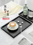 Khay gỗ màu đen hình chữ nhật bằng gỗ chắc chắn tấm phẳng nhà đĩa ăn món tráng miệng đĩa khay cà phê khay trà cốc nước khay