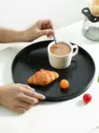 gia dụng gỗ Khay gỗ màu đen trà tròn khay cafe món tráng miệng đĩa bánh snack tấm gỗ chắc chắn đĩa đĩa ăn tối khay gỗ để ấm chén Tấm