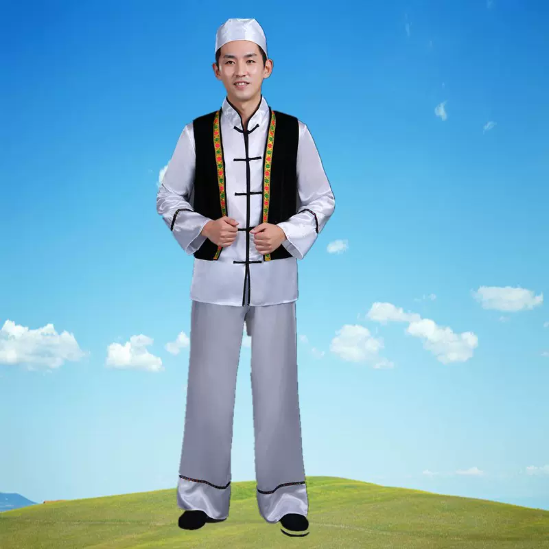 新款回族舞蹈服饰穆斯林演出服装少数民族伊斯兰礼拜天服饰成人男