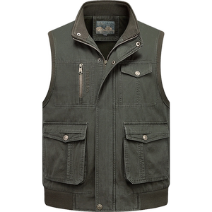 
Pure cotton multi-pocket vest for middle-aged and elderly men's cotton horse clip dad's autumn and winter top vest for men's fishing vest