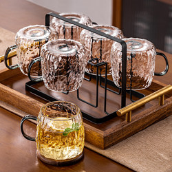High-Temperature Resistant Glass Cup Set for Home Use in the Living Room, High-End Luxury Tea Set, High Borosilicate Drinking Cups with Handles