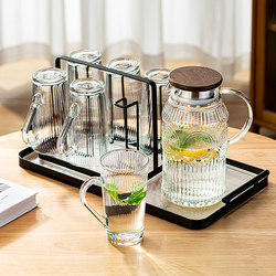 Glass Drinking Cup Set for Home Use in the Living Room, High-End Transparent Striped with Handle, Suitable for Making Milk and Beer