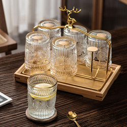 Light Luxury Sunflower Glass Drinking Cup Embossed Home Set with a High-End Feel for the Living Room, Suitable for Making Tea, Milk, or Beer